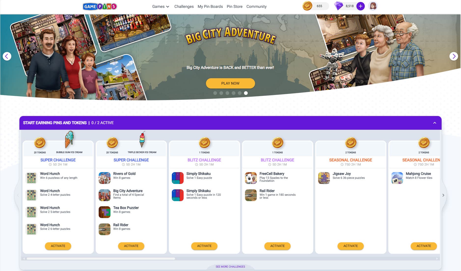 Gamepins Homepage